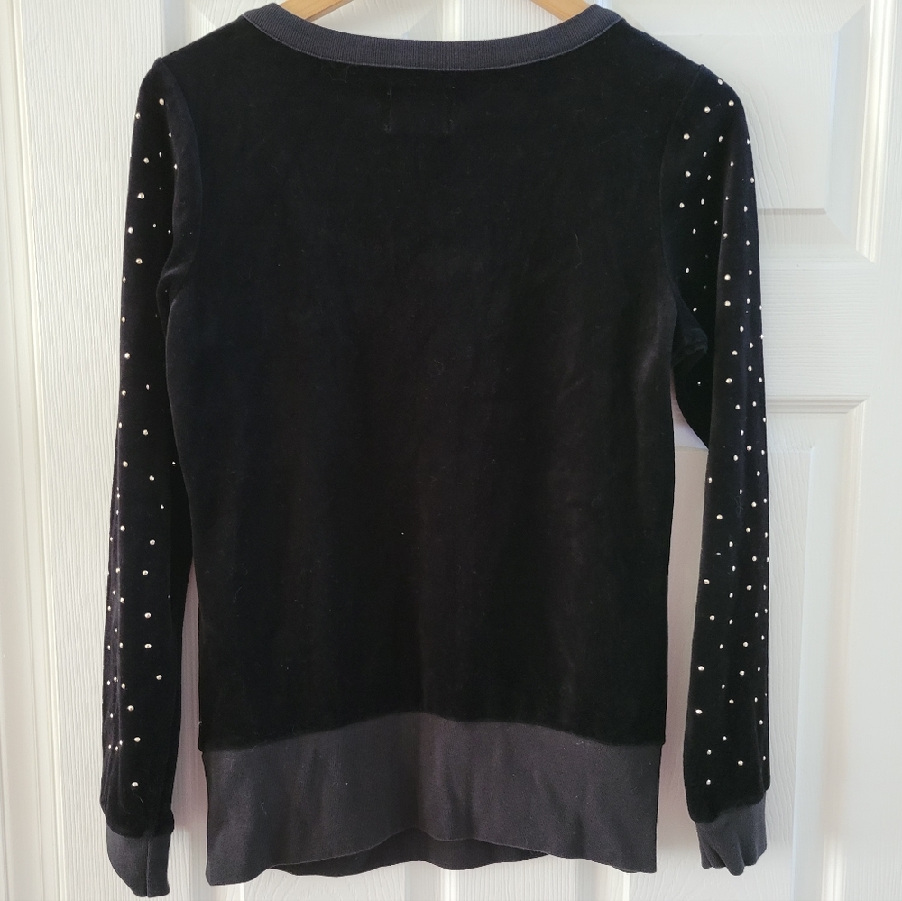 Juicy Couture Black Velour vintage Y2k Stud Sweatshirt size Medium - Picture 5 of 6